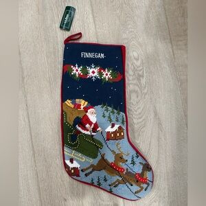 Lands End Personalized “Finnegan” Needlepoint Christmas Stocking - NWT